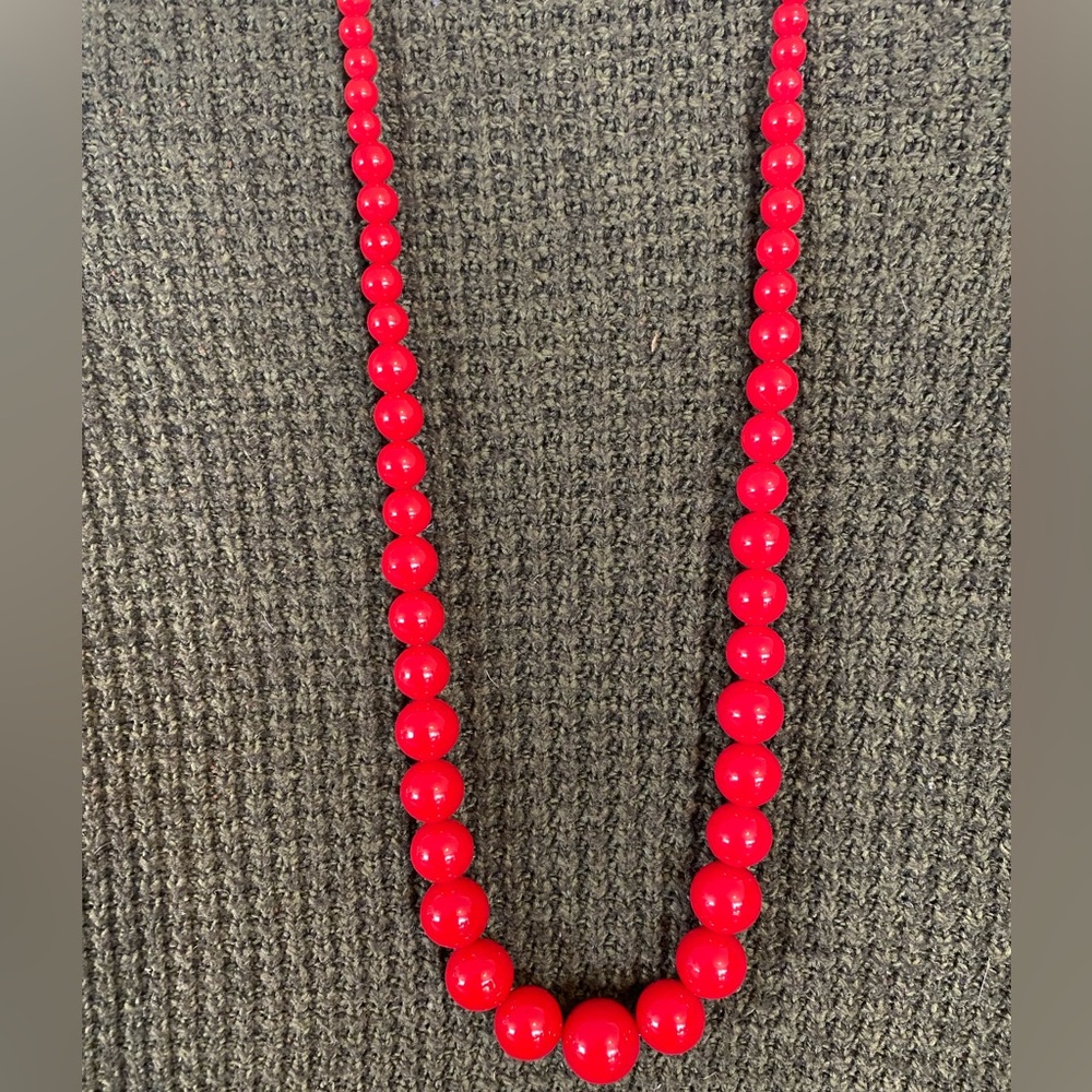 Vibrant Red Beaded Necklace